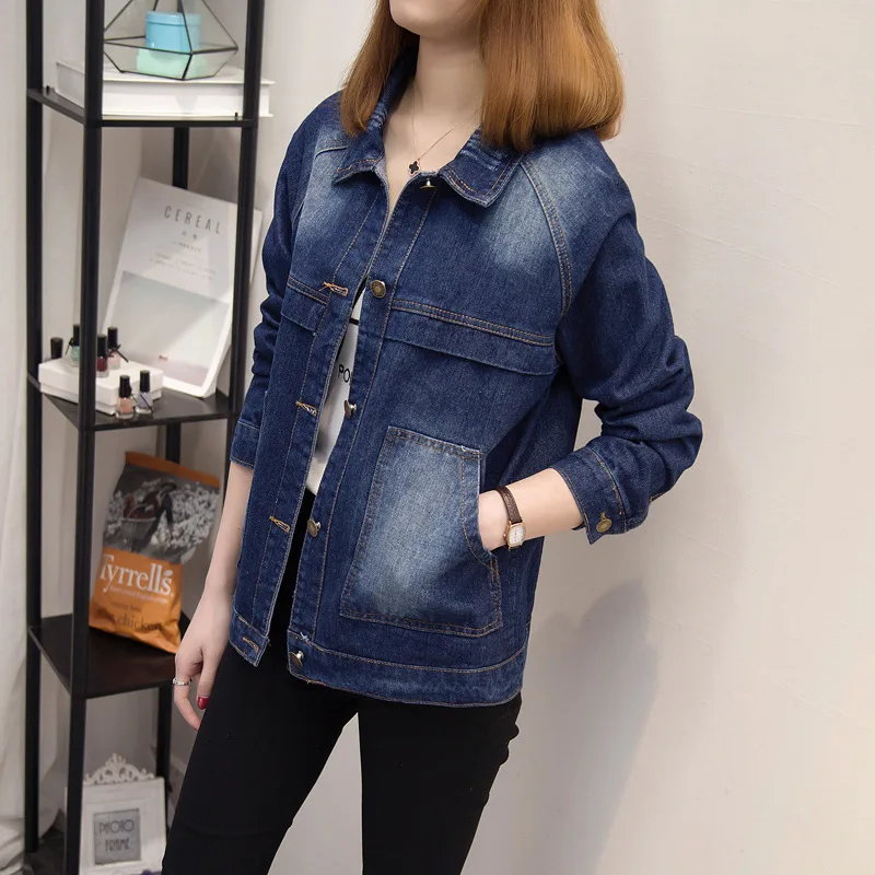 

Ozhouzhan 2019 Autumn New Style Europe And America Large Size Dress Cowboy Short Jacket Women's Washing Faded Denim Jacket Fashi