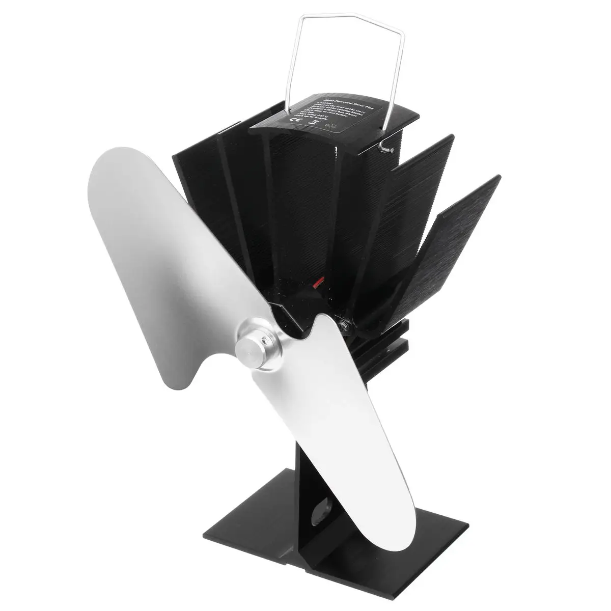 

Stove Fan 2 Blade Fireplace Fan Aluminum Heat Powered Wood Burner Fan Eco-Friendly Quiet Efficient Heat Distribution Home Garden