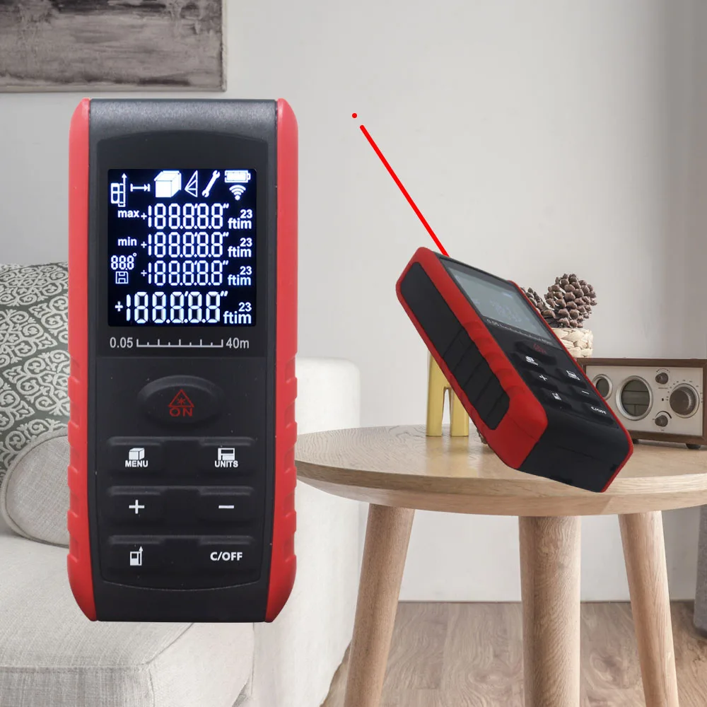 Handheld Laser Rangefinder Digital Laser Distance Meter Area Volume Tester Level Practractor Angle Indication 40m 60m 80m 100m Handheld Laser Rangefinder Digital Laser Distance Meter Area Volume Tester Level Practractor Angle Indication 40m 60m 80m 100m