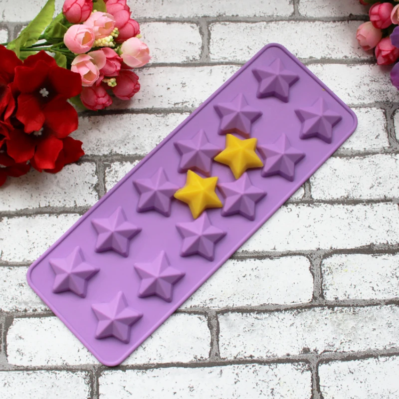 12Holes Mini Stars Silicone Soap Mold Handmade DIY Chocolate Biscuit Mold Soap Stome Cake Decors Fondant Pastry Baking Tool