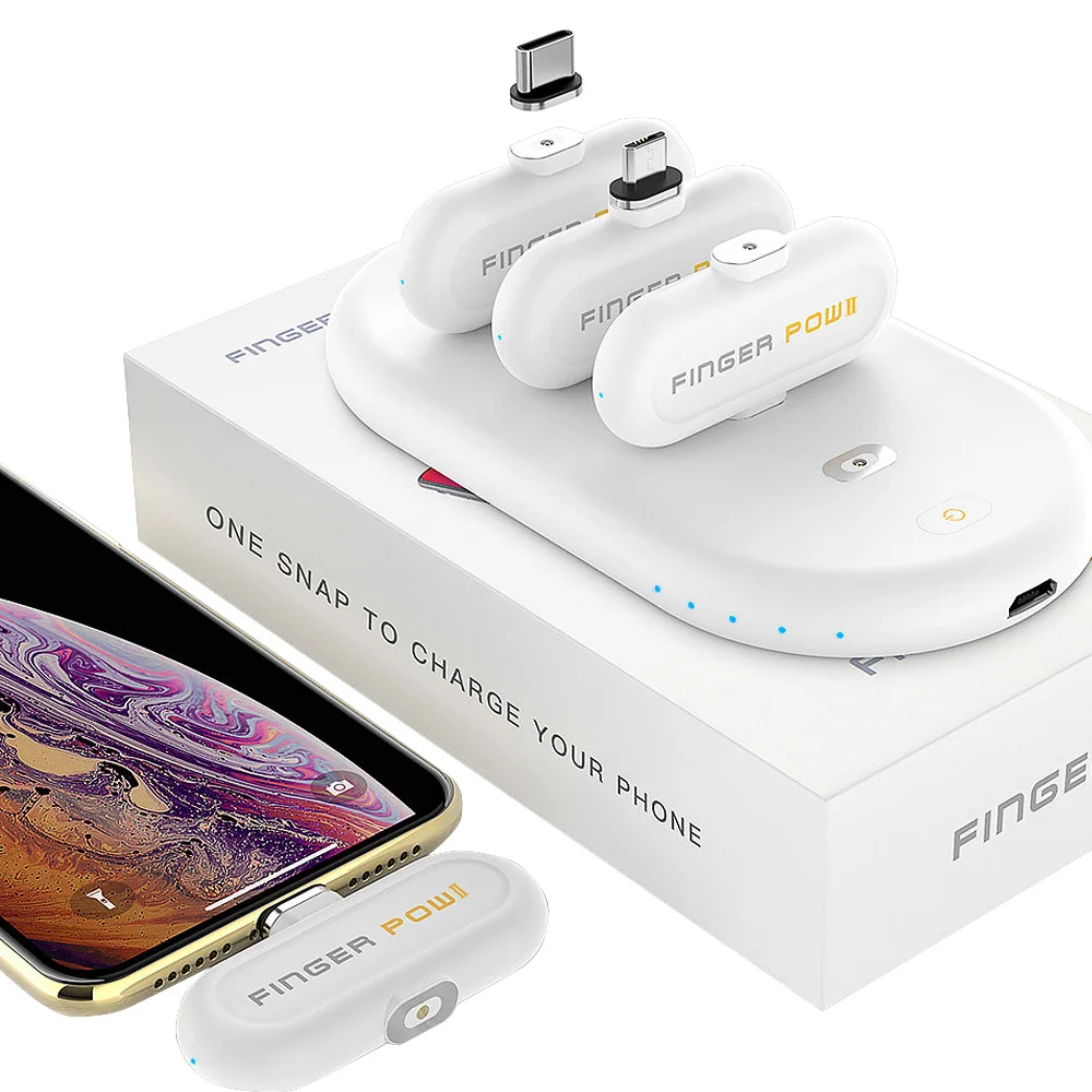Палец Pow всего 8300 мАч 3 Мини Магнитный маленький внешний аккумулятор для Micro Apple type