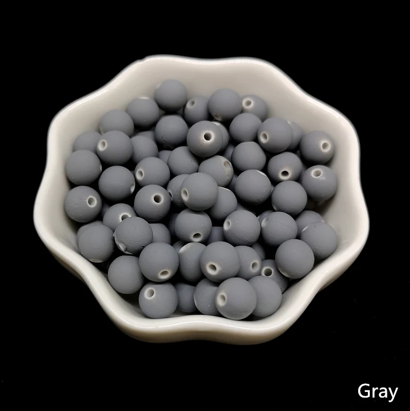 Grey 50 шт. 8 мм резиновые бусины Шарм Неоновые Круглые свободные бусины распорка акриловые бусины для самостоятельного изготовления ювелирных изделий - Цвет: Grey