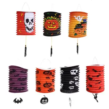 

7Pcs Halloween Paper Lantern Eco-friendly Pumpkin Lantern Bat Lantern for Cafe
