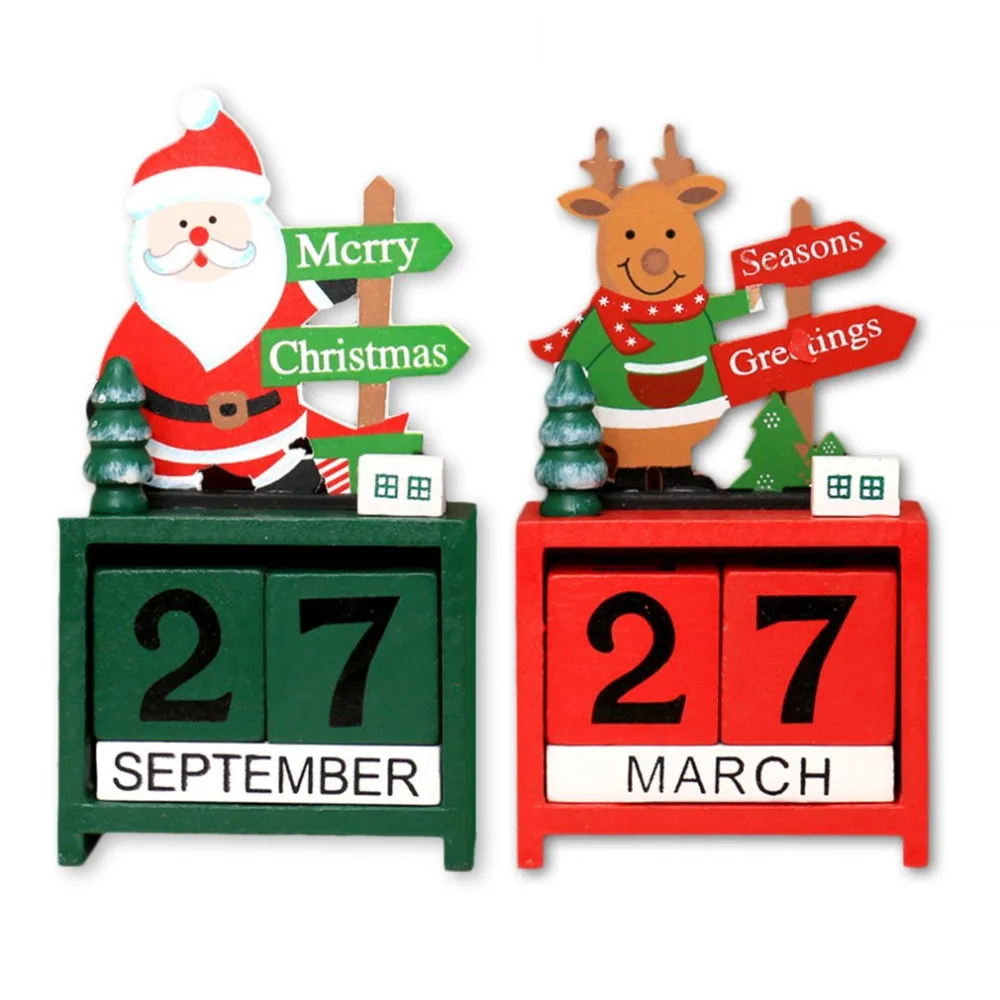Маленький размер, милый Рождественский деревянный календарь, домашний офис, настольный орнамент, Рождественское украшение, детские рождественские подарки