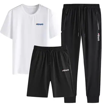 

2020 Summer New Style Sports Three-piece Set Men Leisure Set Popular Brand Thin Viscose Running Basketball Wear Men's Wear