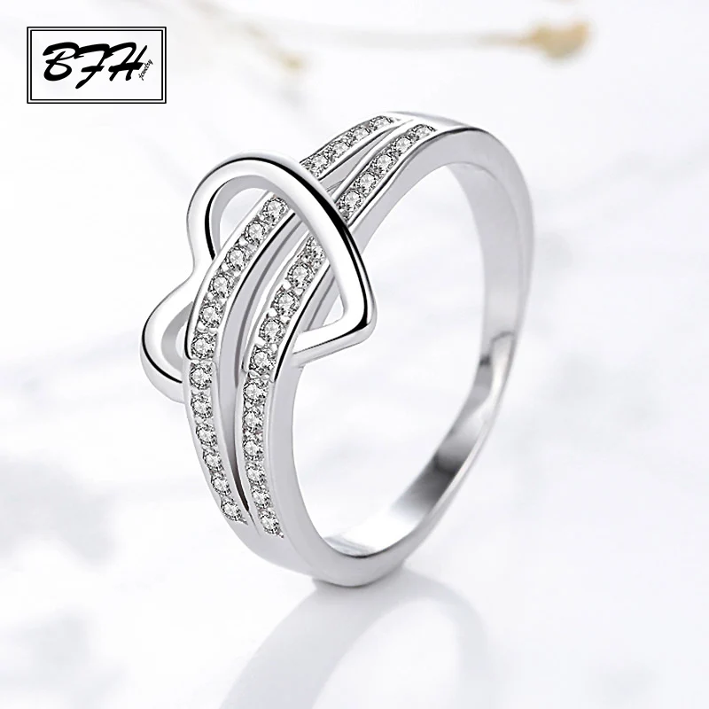 BFH Модные индивидуальные серебряные свадебные кольца с кристаллами для женщин, женские аксессуары для свадебного платья, изысканные украшения