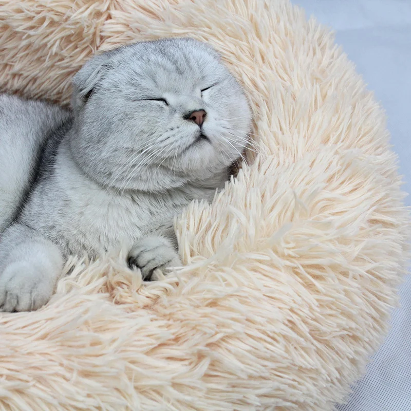 Длинная плюшевая пушистая кровать для собаки питомник круглый флисовый лежак для кошки спальный мешок зимний теплый диван корзина для маленькой большой собаки супер Соф