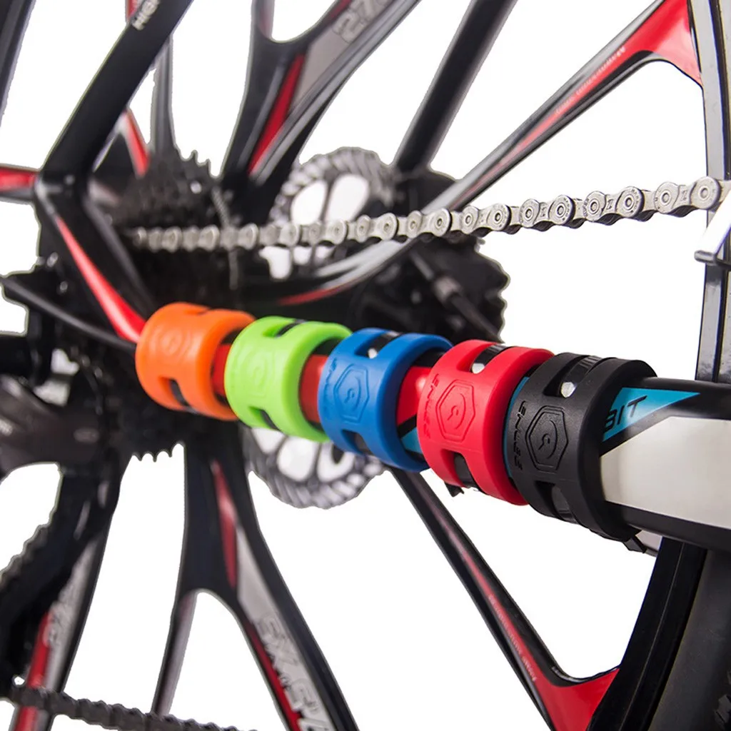 4PCS Bicycle Chain Protection Sticker MTB Road BMX Bike Rear Fork Anti-Collision Rubber Protective Ring Guard Protector Kit Part afbeelding