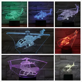 

Helicopter Plane Model Usb 3d Led Night Light Illusion Lampara Fighter gece lambas Warplane Copter Table Lamp Bedside Gift