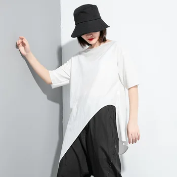 

Summer O Neck Irregular T-shirt For Women Streetwear Elastic Short Sleeve Tops And Tees Female Free Size Ladies Pullovers