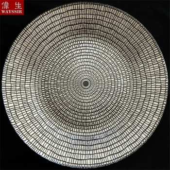 

Dia 33cm Treasure Bowl Design Glass Charger Plate Show Tray Decorative Salad Fruit Steak Wedding Dinnerware Plate Round Dish