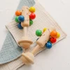 New Arrival Baby Wooden Rattle Colorful Ringing bell Infant Hand bell Baby Rattles Jingle bells Montessori Educational Toy  1