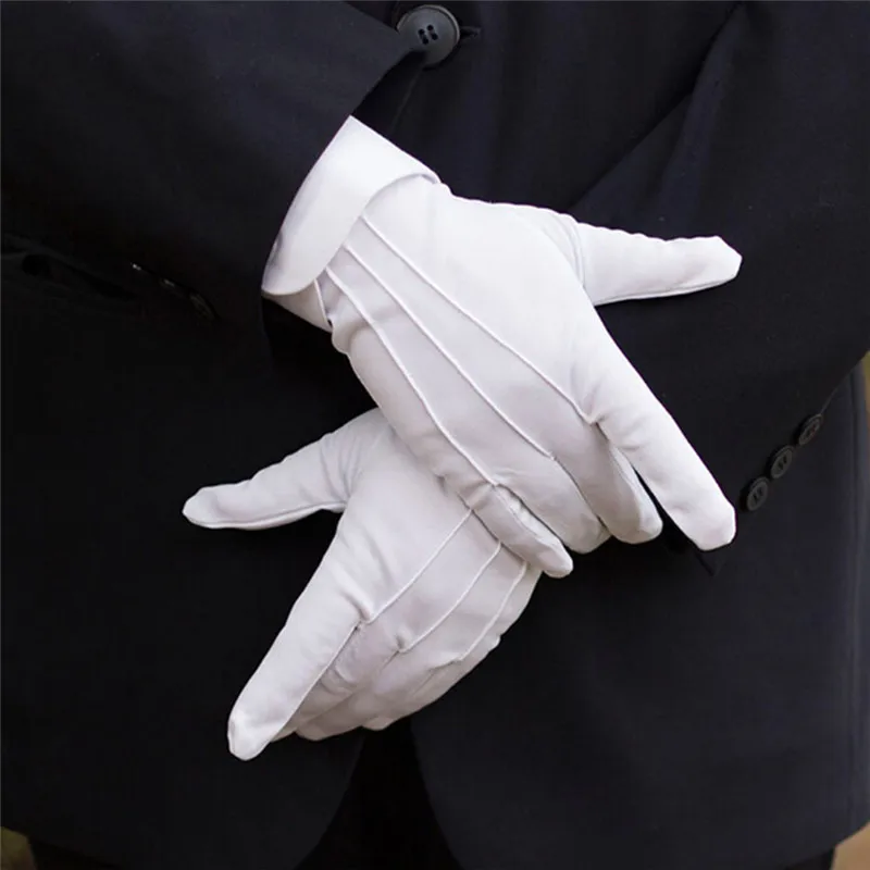 1 Pair Dress Gloves Honor Guard Parade Santa Lady Men Check Solid Color Dress Gloves etiquette gloves lace gloves jewelry gloves male gloves