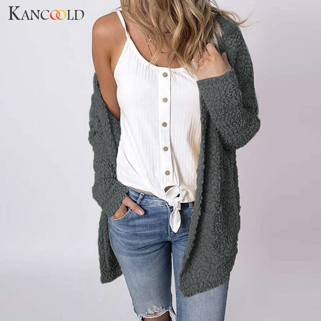 Женский флисовый кардиган KANCOOLD Кардиган с длинным рукавом и открытым передним