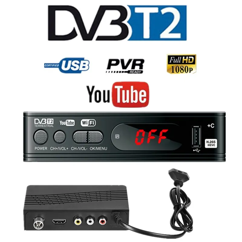 ТВ тюнер Dvb T2 спутниковый приемник с функциями HD 1080p USB 2.0 руководством на русском