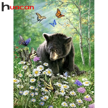 

Huacan 5d Full Square/Round Diamond Diy Painting Bear Picture Rhinestones Diamond Mosaic Animal Decor For Home