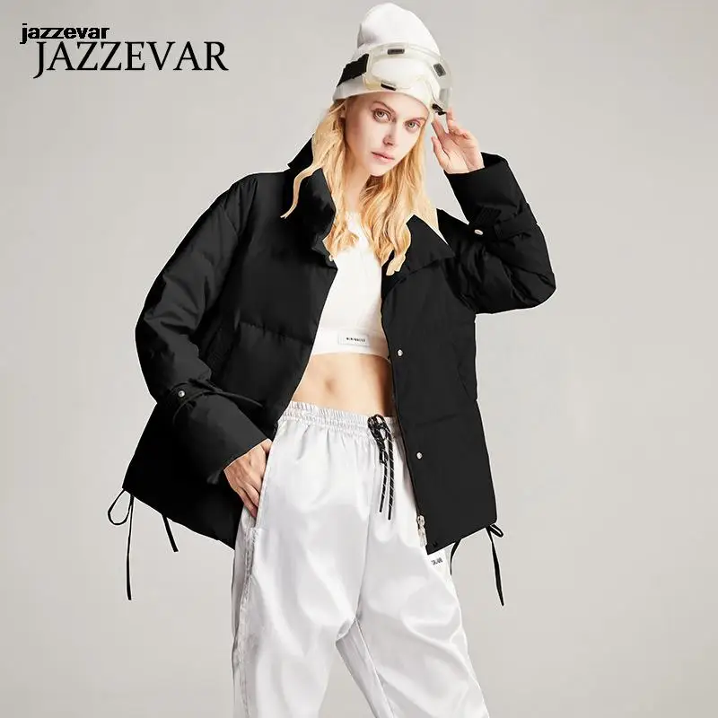 

Женский пуховик JAZZEVAR, новинка 2022, зимнее короткое модное утепленное белое пуховое пальто в Корейском стиле с маленькой фигуркой