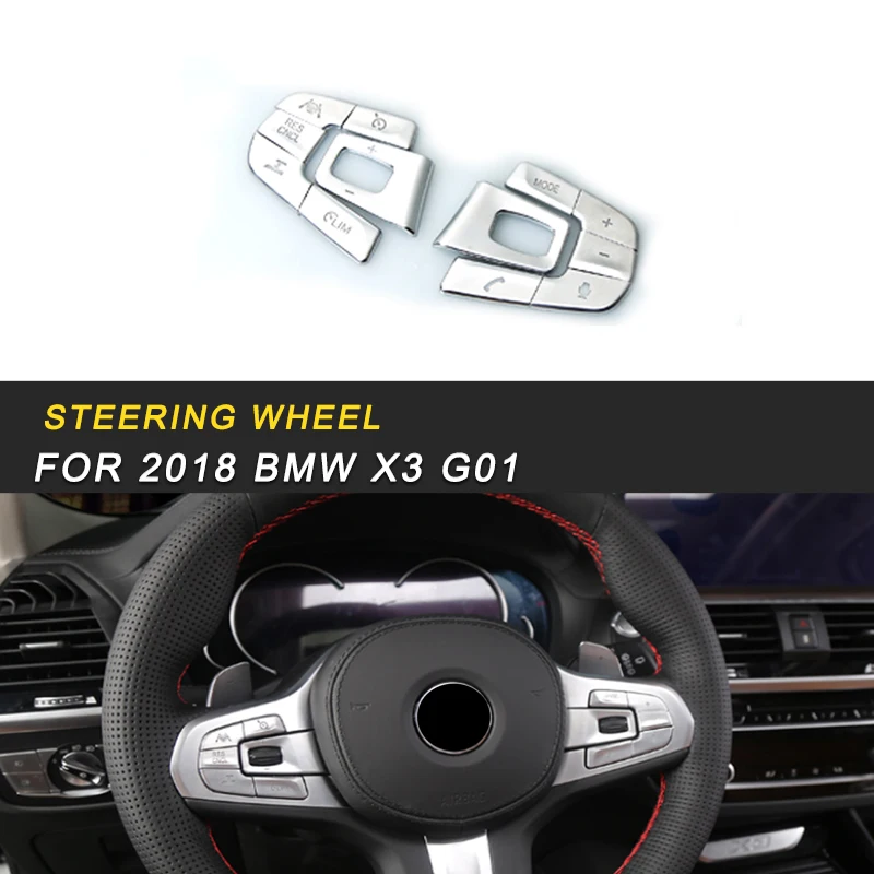 

Car Steering Wheel Switch Button Panel Trim Cover Frame Automotive Interior Stickers Accessory for 2018 2019 BMW X3 G01