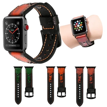 

Smart watch Strap For Apple watch band 4 5 40mm 44mm Genuine Leather Strap For Iwatch 3 2 1 38mm 40mm watch replacement Belt