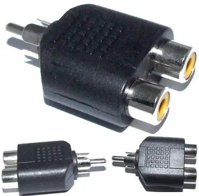 

DHL/EMS 500PCS RCA Male to 2 Female MF Audio Splitter Converter -A8