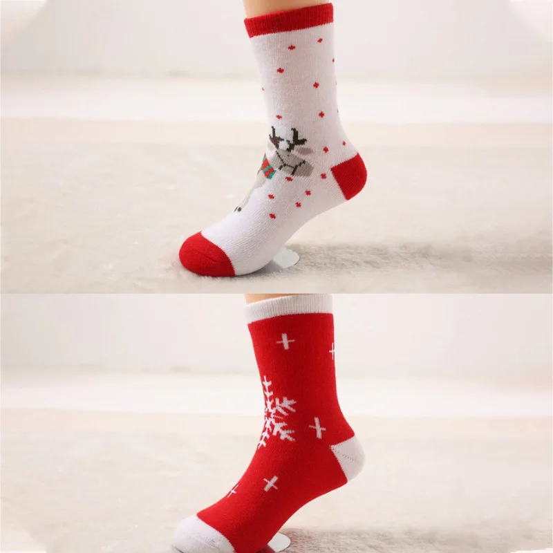 1 Pair Autumn Winter Christmas Gift Baby Kids Cotton Warm Thick Socks Floor socks Toddler Boys Girls Cute Cartoon Elk Socks