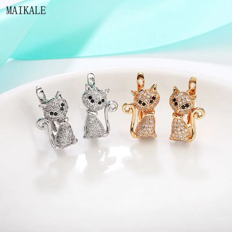 MAIKALE, трендовые серьги-гвоздики для женщин, серьги в форме кошки, животного, кубического циркония, циркония, новые модные уникальные серьги-клипсы, ювелирные изделия