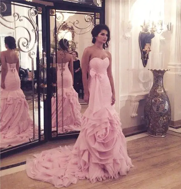 Vestido sirena Длинные вечерние платья сексуальное вечернее платье без бретелек Розовый в стиле Русалочки без спины длинное вечернее платье вечерние платья