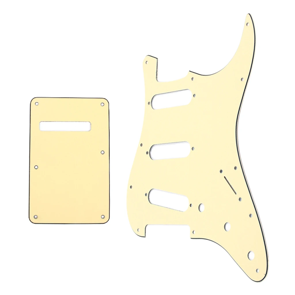 Guitar SSS Pickguard Protector 3Ply + Back Plate for Fender Style Electric Guitar