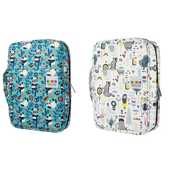 

2Pcs Colored Pencil Case Oxford Fabric Pen Case with Compartments Pencil Holder - 166 Slots & 220 Slots