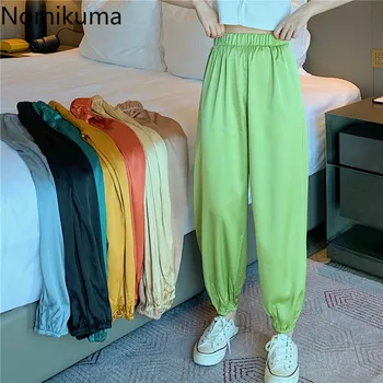 

Nomikuma New Arrival High Waist Pants Women Solid Color Casual Loose Trousers Female Korean Fashion Pantalones Ropa Mujer 3b182
