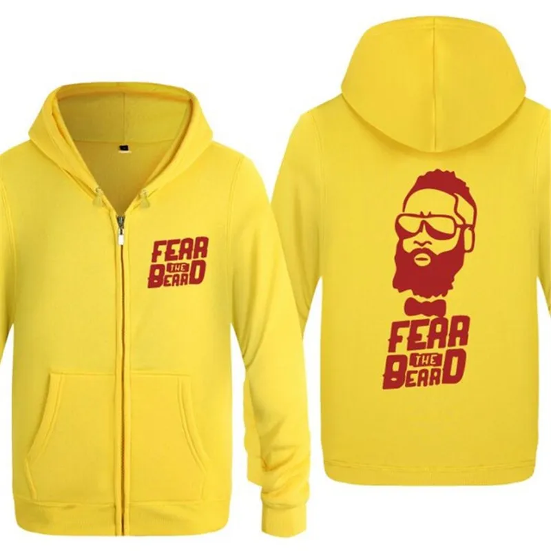 Мужская толстовка с капюшоном James Harden Fear The Beard, мужские толстовки с капюшоном из хлопка на молнии, Зимние флисовые мужские куртки с длинным рукавом, толстовка