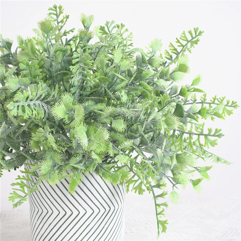 Plastic Home Office Garden Decoration Artificial Flower Fern Fake Plant Bush Leaves Foliage