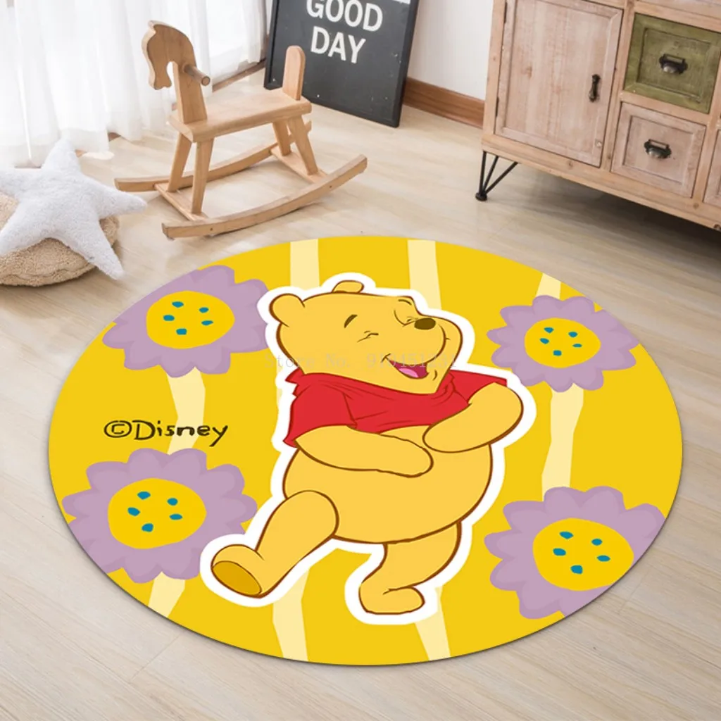 Cute Disney Winnie the Pooh Piglet Round Mat Mickey Mouse Stitch Kids Play Rugs Baby Room Game Floor Living Cartoon Carpet | Дом и сад