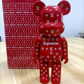 

Street Style 400%Hot Sale Bear Brick Red Pattern Flash PVC Action Figure Toy Collection Model Decoration