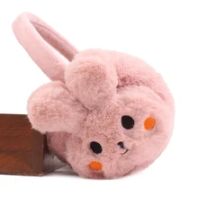 Милые зимние женские теплые наушники с кроликом; теплые плюшевые мягкие наушники для девочек