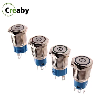 

16mm Car Auto Self Locking Waterproof Metal Power Push Button Switch With LED Light 12V 24V 220V ON OFF 5 Pin Latching Fixation