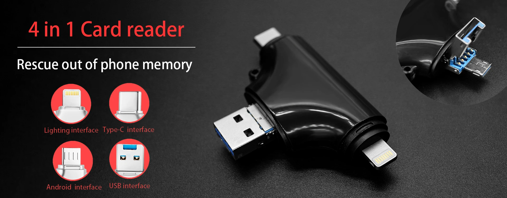 BRU 4 in 1 Card Reader for iPhone5 6s 7Plus