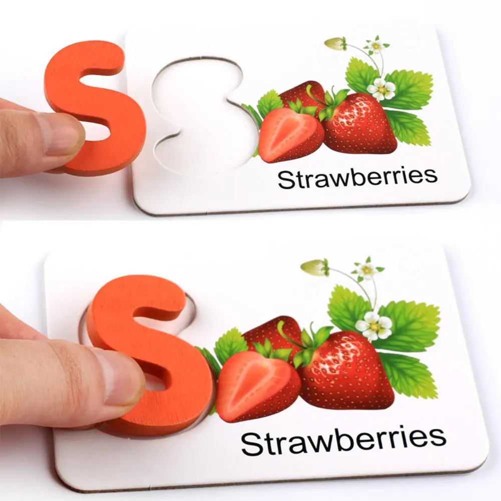Деревянные Раннее Образование Детские Обучающие фрукты овощи ABC Алфавит почтовые карточки познавательное образование игрушки для детей