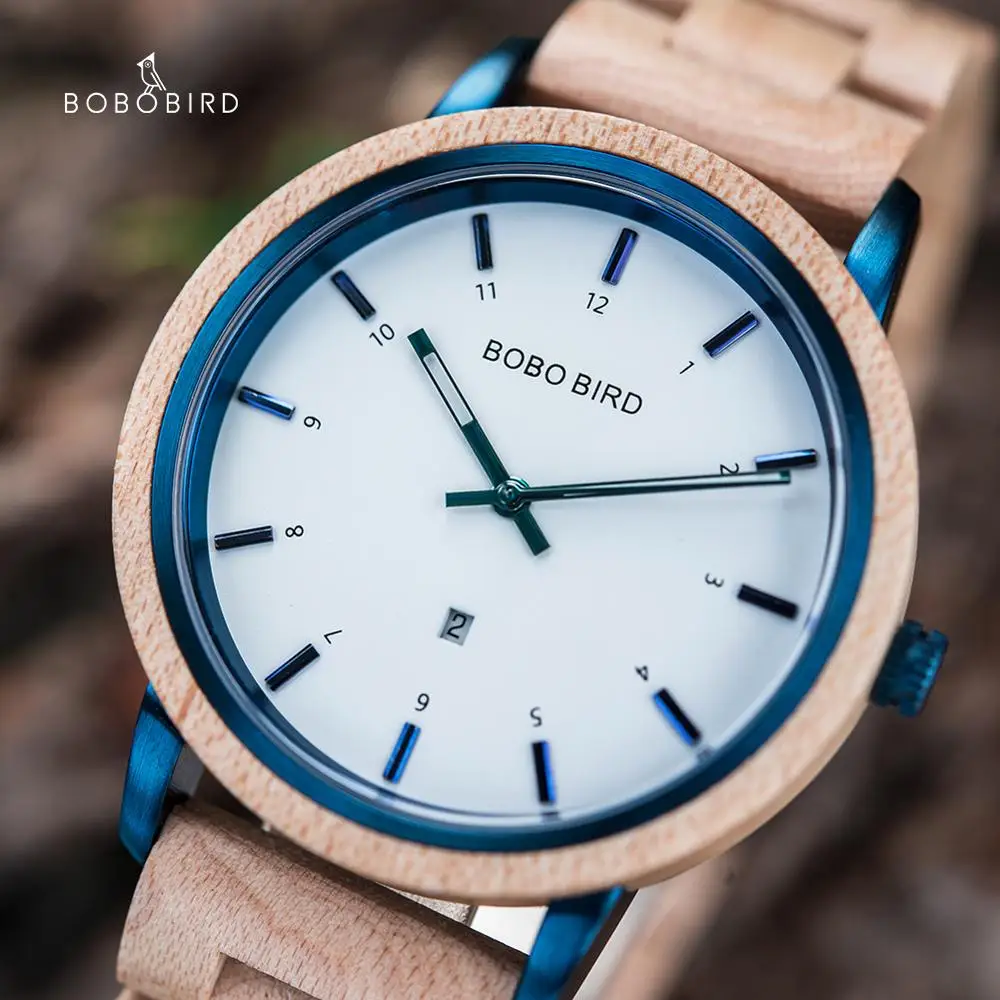 Quartz-Watch Wood Bobo Bird Women Herren Uhren Customize Waterproof Private-Label Meski