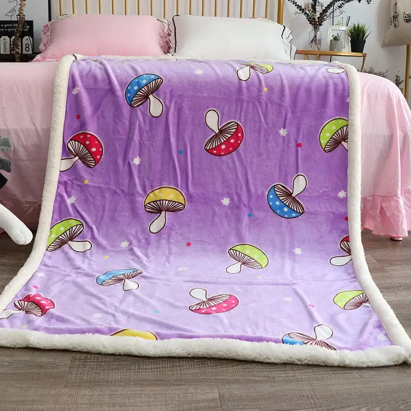 Флисовое Флисовое одеяло с изображением Минни Маус из мультфильма Дисней, овечьей шерсти, теплое детское одеяло, детский коврик для дивана, простыни, подарок - Цвет: mushroom