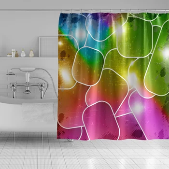 

Colorful Geometric Pattern Abstract Shower Curtain Bathroom With 12 Hooks FabWaterproof Bath Screen for Bathroom Decor Gift