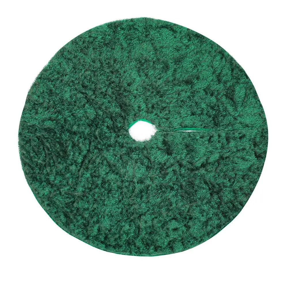 Green 1 PC Green plush Christmas tree skirts fur carpet Christmas decoration for home natal natal tree skirts New Year decorations - Color: Green