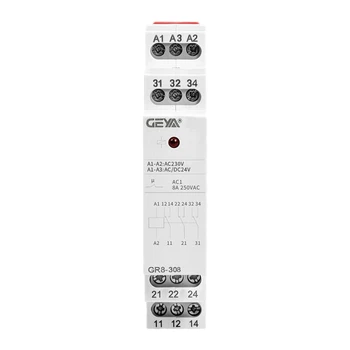 

GEYA 3SPDT Intermediate Relay Auxiliary Relay AC230V Or AC/DC24V 8A Module Relay GR8-308
