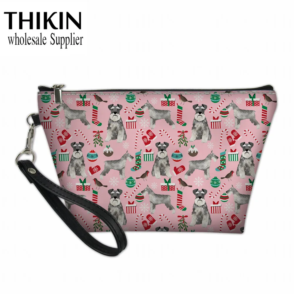 THIKIN, женские косметички, мультяшный шнауцер, с рисунком щенка, косметички, дамский набор для мытья, сумки, женские дорожные сумочки для туалетных принадлежностей - Цвет: as picture