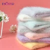 ENJOYFUR Women Winter Real Angora Rabbit Fur Hats Thick Warm Fashion Solid Colors Wool Knit Beanie Hat Female Bonnet Cap 5