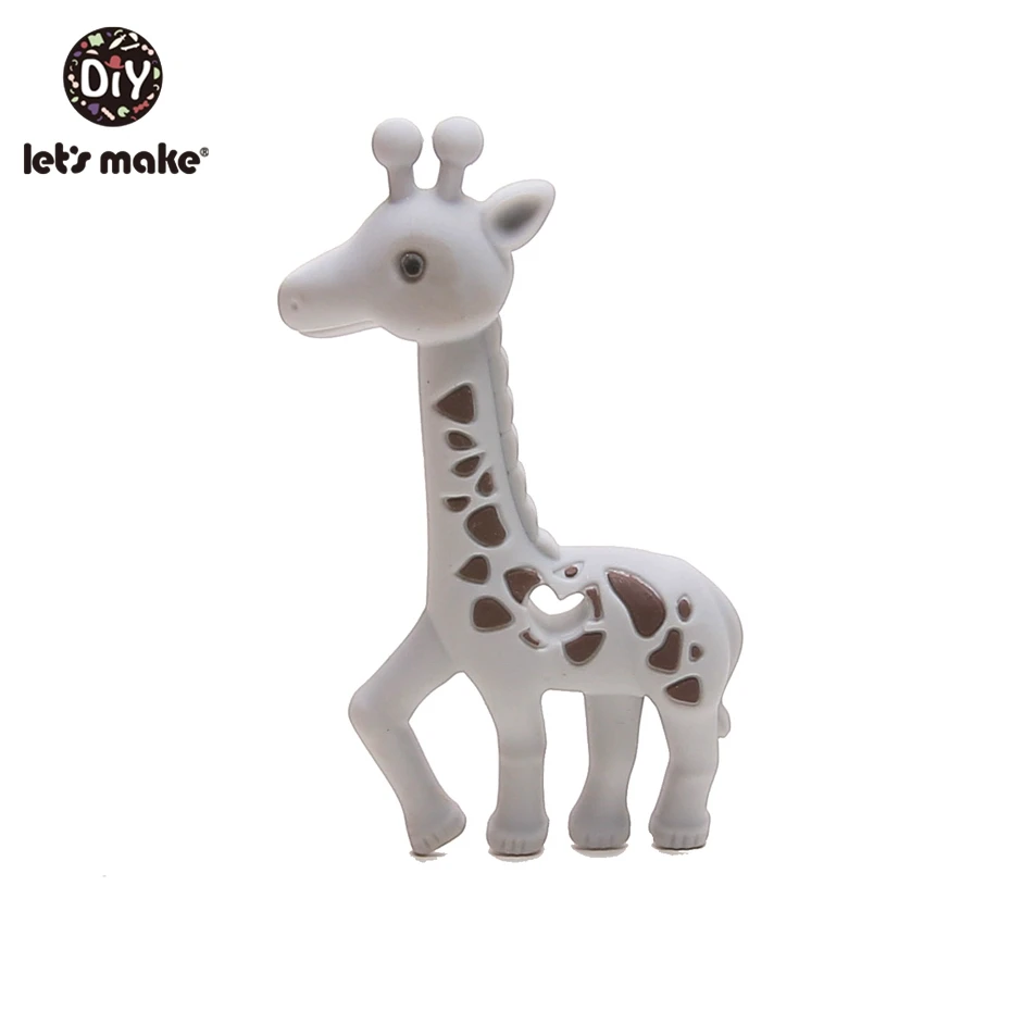 gray giraffe Let'S Make, силиконовый прорезыватель, 1 шт., миниатюрный стержень, без бисфенола, пищевая форма, мультяшная форма, соска, зажим, сделай сам, аксессуар, Детские Прорезыватели, милые игрушки - Цвет: gray giraffe