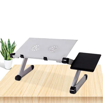 

computer desk Portable laptop desk aluminum stand table Ergonomic lap table with mouse board and fan for Study and entertainment