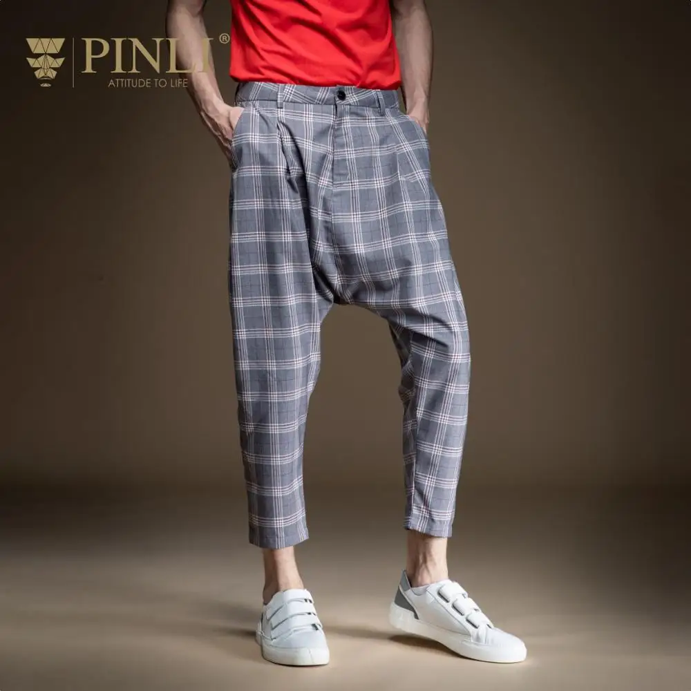 Pinli 2020 Spring New Slim English lattice Pencil pants Men's Business Casual Harem Ankle-length Pant B201317094 | Мужская одежда