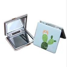 1pc Mini Makeup Compact Pocket Floral Mirror Portable Two-side Folding Make Up Mirror Women Cartoon Cosmetic Mirrors For Gift
