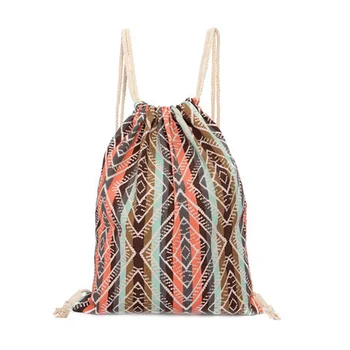 

Fashion Pumping Rope Backpack Ethnic Style Digital Printing Lady Bundle Mouth Package Double Shoulder Bag Sports SER88